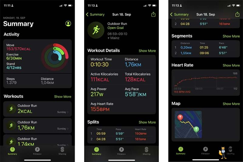 You can see the recorded training data in the Apple Health app.